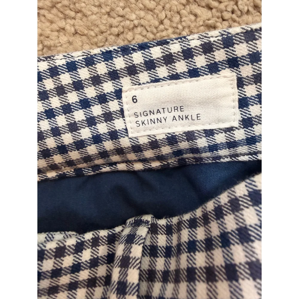 Womens GAP Black White Gingham Signature Skinny Ankle Pants 6 Preppy Cottagecore